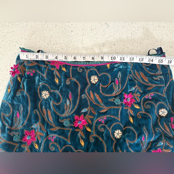 Teal Velvet Embroidered Skirt – NWT– Perfect for Halloween Costumes & Fantasy - Picture 9 of 10